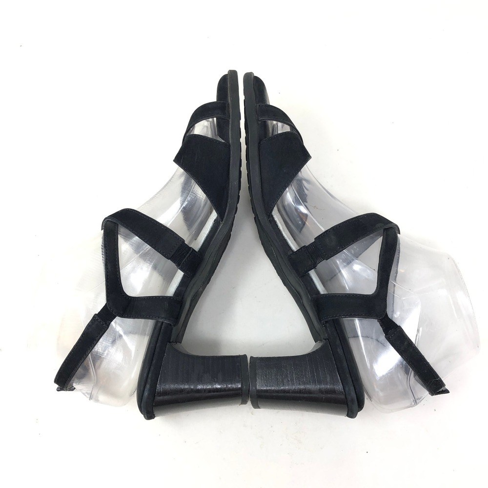 BeautiFeel Womens 40 Strappy Block Heel Sandals Black Suede Straps Buckle - Picture 5 of 11